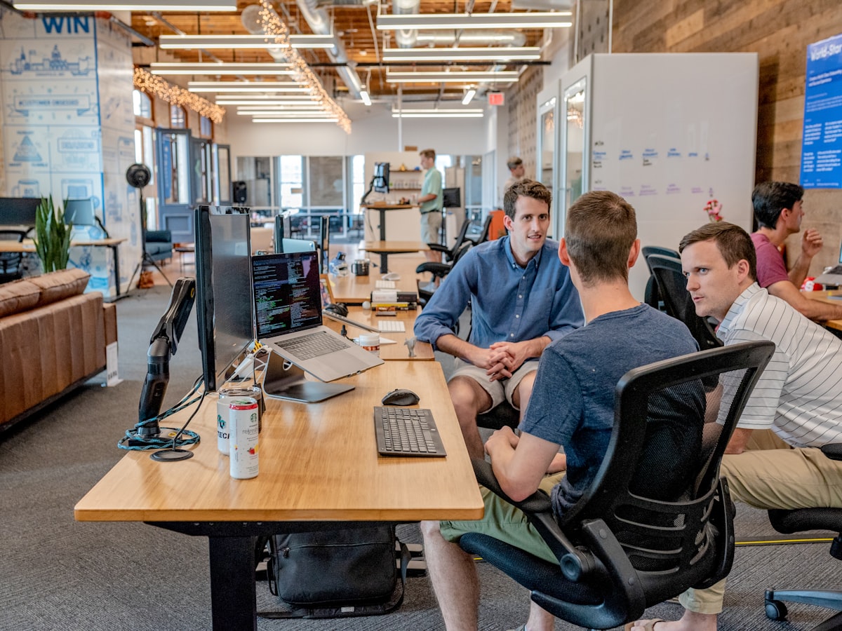 Team reviewing results together in the office